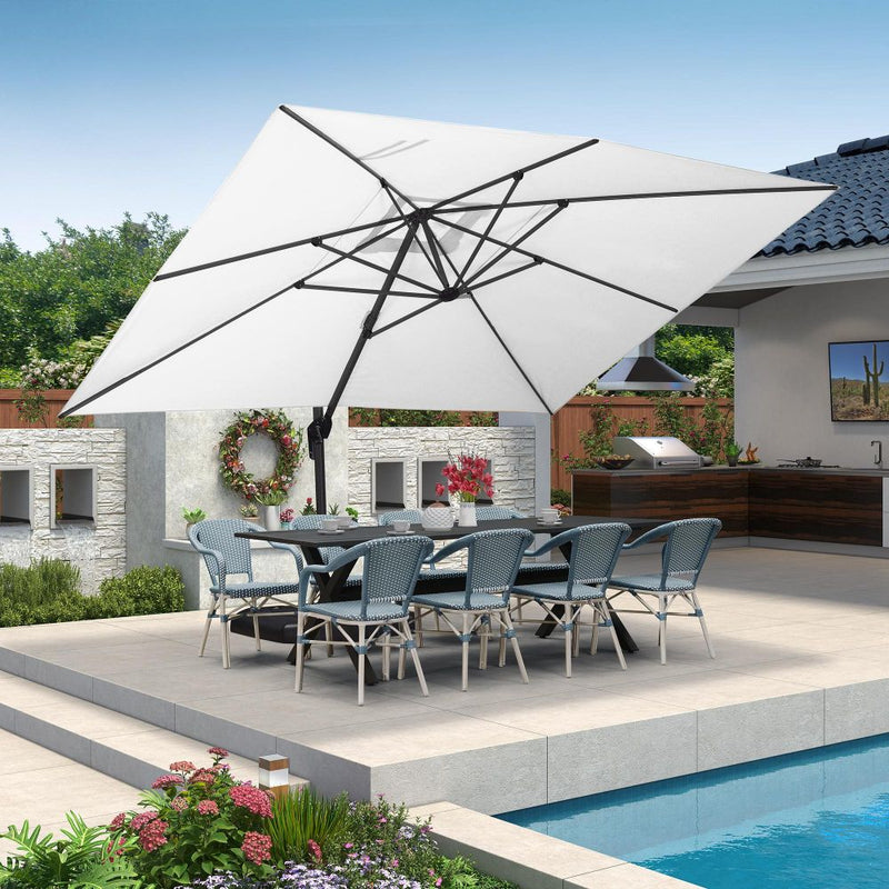 PURPLE LEAF Affordable Patio Umbrella with Base, Square and Rectangular Outdoor Umbrella
