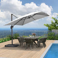 PURPLE LEAF Affordable Patio Umbrella with Base, Square and Rectangular Outdoor Umbrella