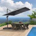 PURPLE LEAF Affordable Patio Umbrella with Base, Square and Rectangular Outdoor Umbrella