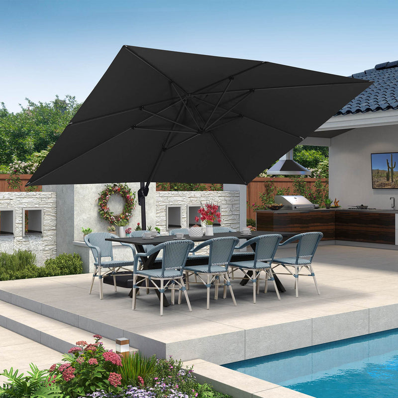 PURPLE LEAF Affordable Patio Umbrella with Base, Square and Rectangular Outdoor Umbrella