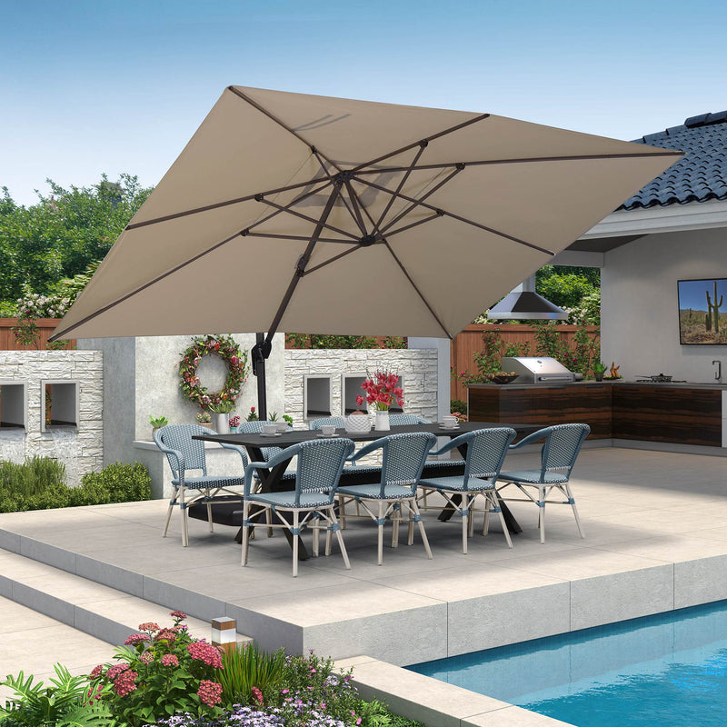 PURPLE LEAF Affordable Patio Umbrella with Base, Square and Rectangular Outdoor Umbrella