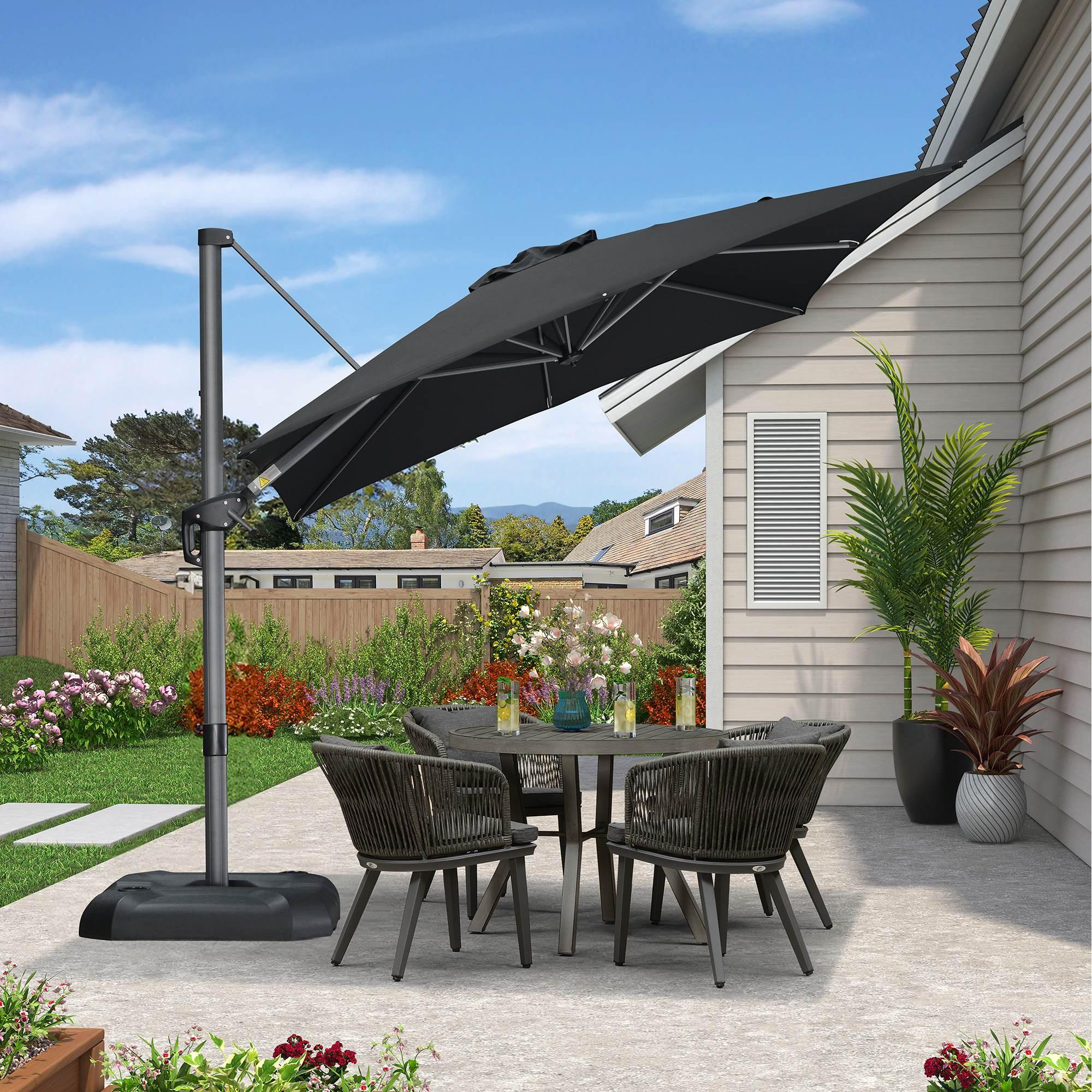 Square Cantilever Patio Umbrella | 360° Rotation Aluminum Shade