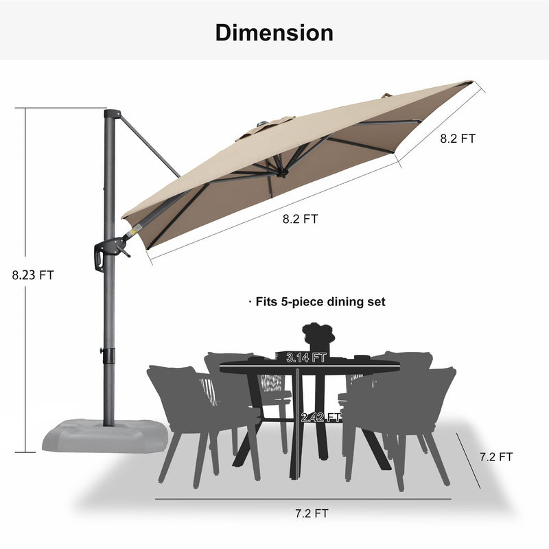 PURPLE LEAF Affordable Patio Umbrella with Base, Square and Rectangular Outdoor Umbrella
