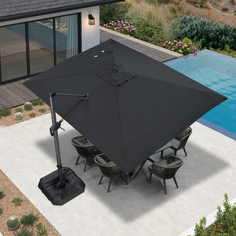 PURPLE LEAF Affordable Patio Umbrella with Base, Square and Rectangular Outdoor Umbrella