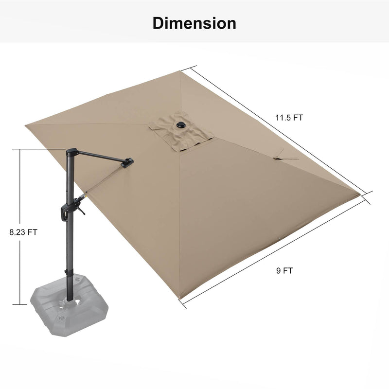 PURPLE LEAF Economical Square Outdoor Patio Umbrella Rectangle Cantilever Umbrella