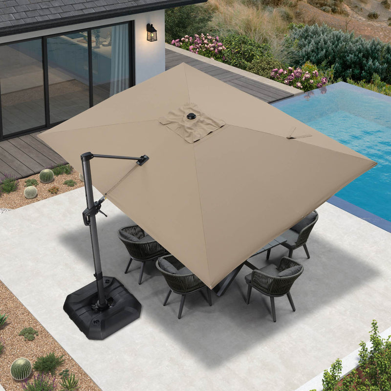 PURPLE LEAF Affordable Patio Umbrella with Base, Square and Rectangular Outdoor Umbrella