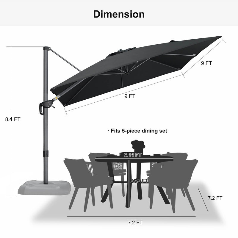 PURPLE LEAF Affordable Patio Umbrella with Base, Square and Rectangular Outdoor Umbrella