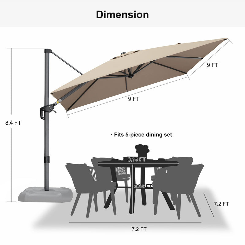 PURPLE LEAF Affordable Patio Umbrella with Base, Square and Rectangular Outdoor Umbrella