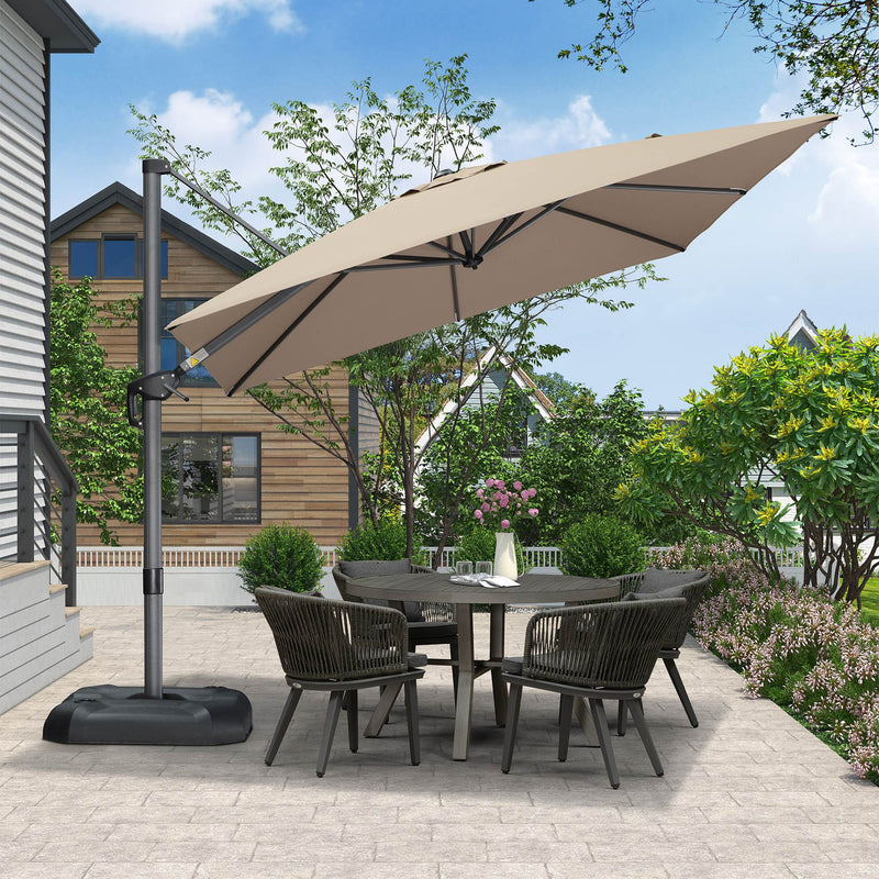 PURPLE LEAF Economical Square Outdoor Patio Umbrella Rectangle Cantilever Umbrella