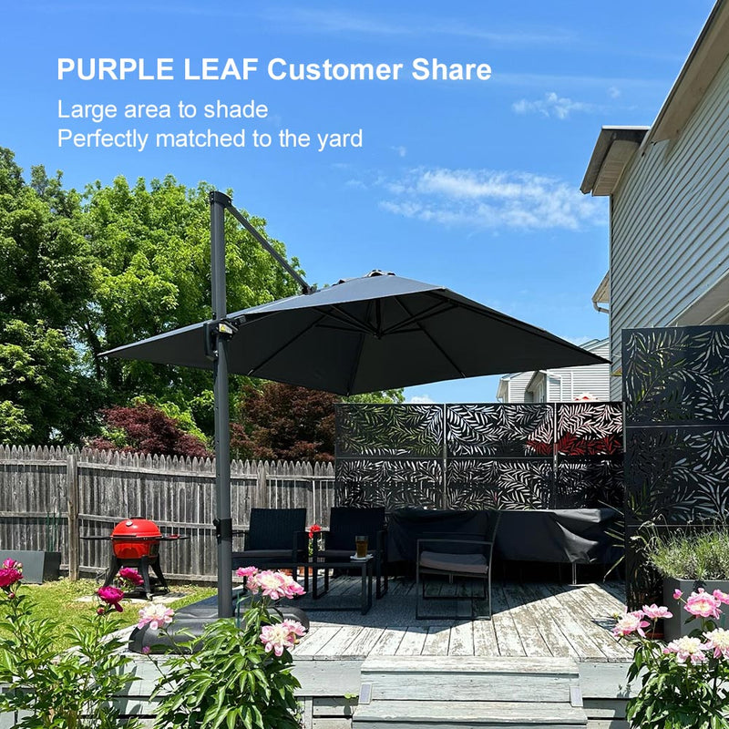 PURPLE LEAF Economical Square Outdoor Patio Umbrella Rectangle Cantilever Umbrella