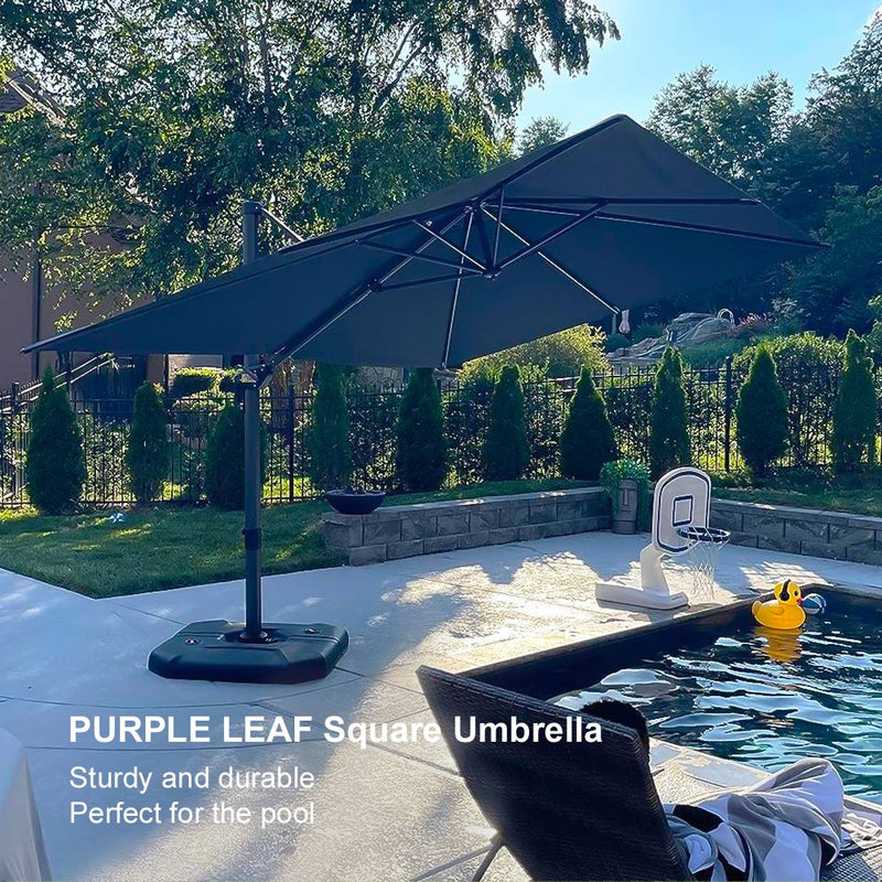 PURPLE LEAF Economical Square Outdoor Patio Umbrella Rectangle Cantilever Umbrella