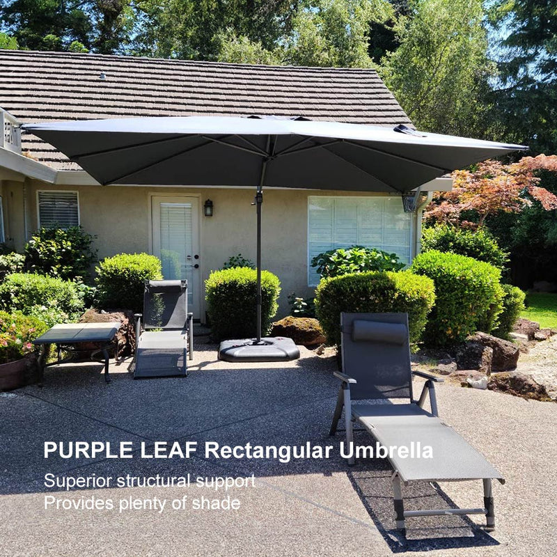 【Outdoor Idea】PURPLE LEAF Porch Umbrellas, Outdoor Patio Umbrella with Base, Grey