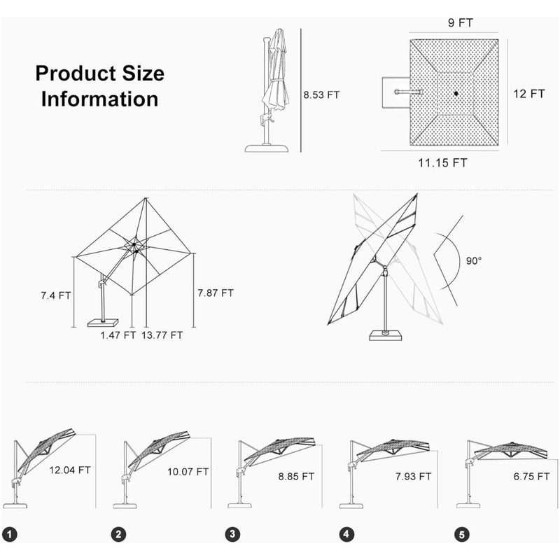 Clearance - PURPLE LEAF OPEN BOX Outdoor Umbrella Tiltable Patio Umbrella