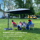 PURPLE LEAF Outdoor Patio Umbrella with Base, Cantilever Umbrellas for Garden, Grey