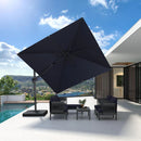 PURPLE LEAF Lateral Tilt Patio Umbrella with Base, 360° Swivel Cantilever Umbrella with Stand