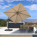 PURPLE LEAF Lateral Tilt Patio Umbrella with Base, 360° Swivel Cantilever Umbrella with Stand