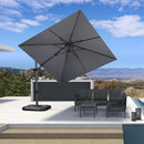 PURPLE LEAF Lateral Tilt Patio Umbrella with Base, 360° Swivel Cantilever Umbrella with Stand