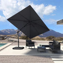 PURPLE LEAF Lateral Tilt Patio Umbrella with Base, 360° Swivel Cantilever Umbrella with Stand