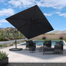 PURPLE LEAF Lateral Tilt Patio Umbrella with Base, 360° Swivel Cantilever Umbrella with Stand
