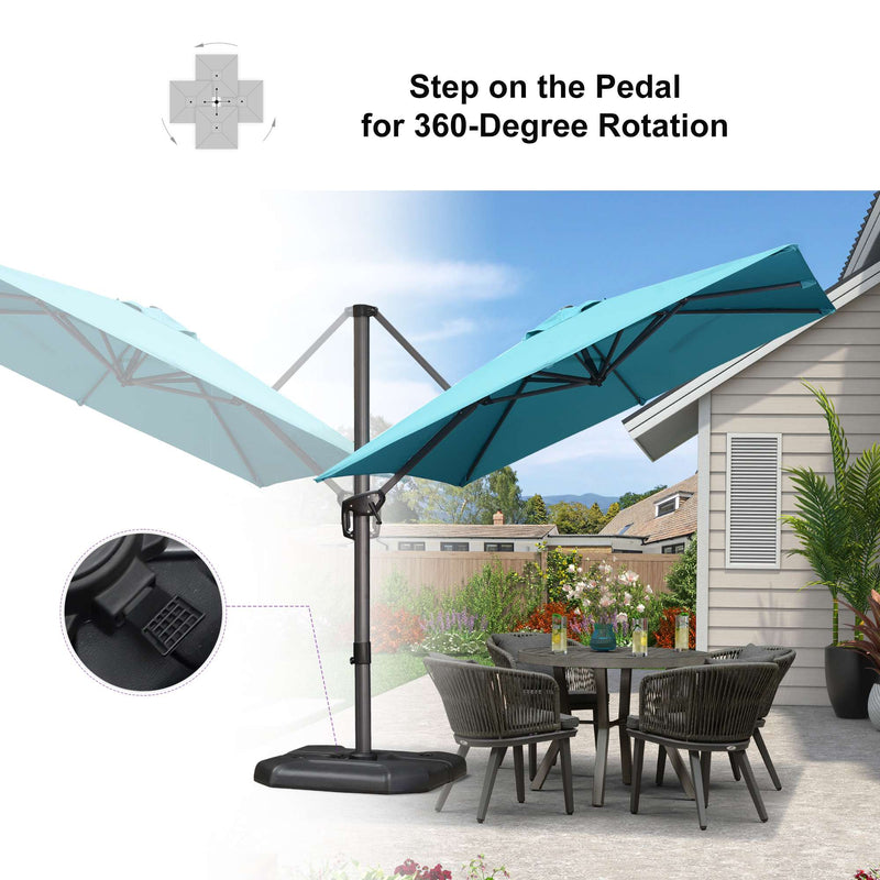 PURPLE LEAF Affordable Patio Umbrella with Base, Square and Rectangular Outdoor Umbrella