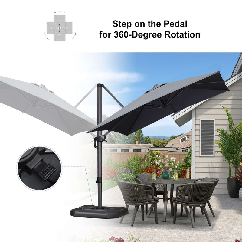 PURPLE LEAF Affordable Patio Umbrella with Base, Square and Rectangular Outdoor Umbrella