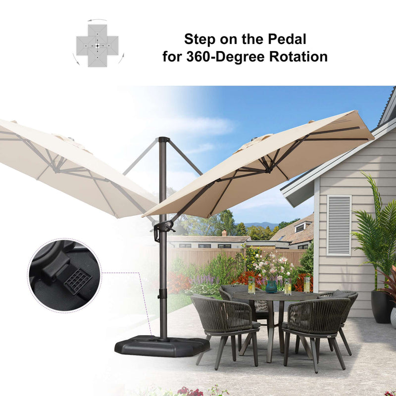 PURPLE LEAF Affordable Patio Umbrella with Base, Square and Rectangular Outdoor Umbrella