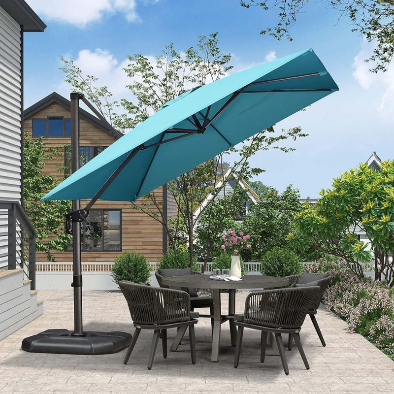 PURPLE LEAF Affordable Patio Umbrella with Base, Square and Rectangular Outdoor Umbrella