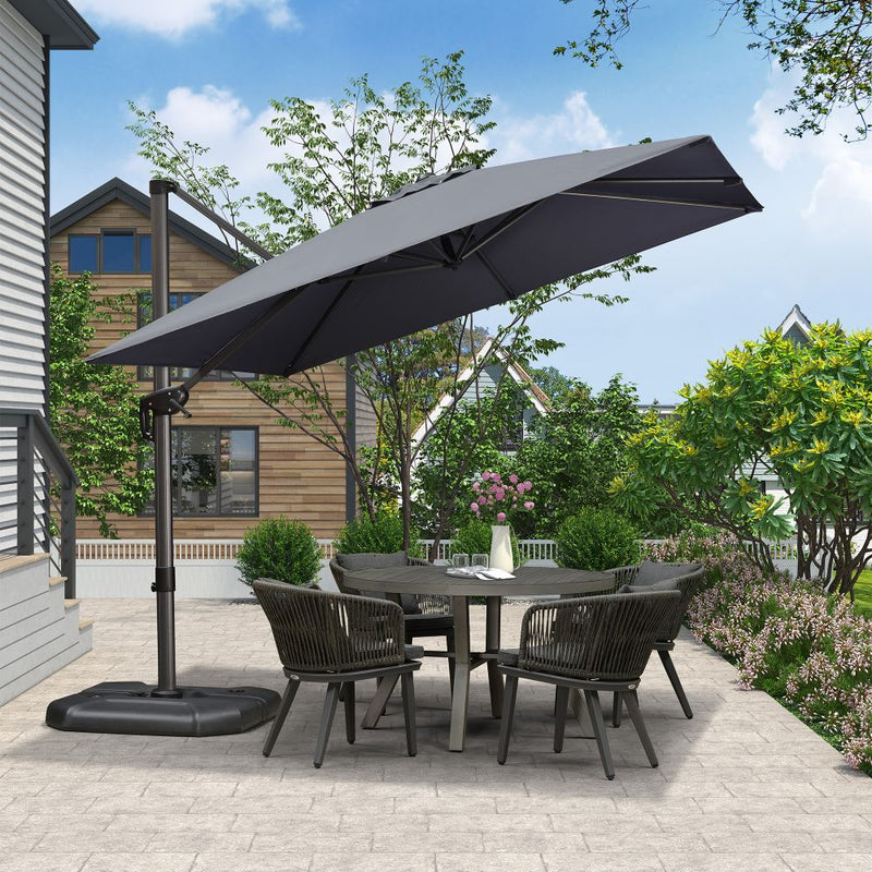 PURPLE LEAF Affordable Patio Umbrella with Base, Square and Rectangular Outdoor Umbrella