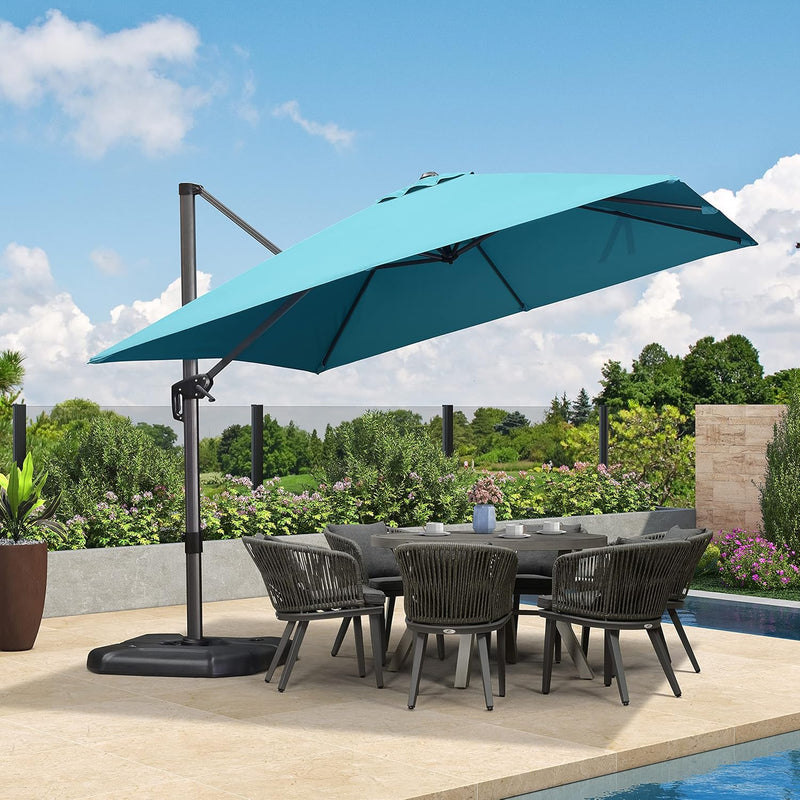 PURPLE LEAF Affordable Patio Umbrella with Base, Square and Rectangular Outdoor Umbrella