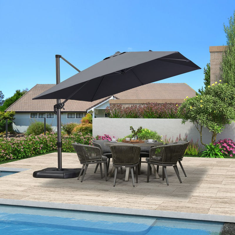 PURPLE LEAF Affordable Patio Umbrella with Base, Square and Rectangular Outdoor Umbrella
