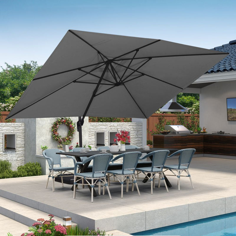 PURPLE LEAF Economical Square Outdoor Patio Umbrella Rectangle Cantilever Umbrella