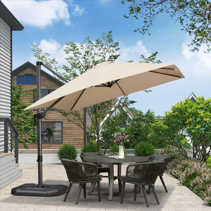 PURPLE LEAF Affordable Patio Umbrella with Base, Square and Rectangular Outdoor Umbrella