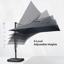 PURPLE LEAF Lateral Tilt Patio Umbrella with Base, 360° Swivel Cantilever Umbrella with Stand