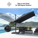 PURPLE LEAF Lateral Tilt Patio Umbrella with Base, 360° Swivel Cantilever Umbrella with Stand