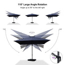 PURPLE LEAF Lateral Tilt Patio Umbrella with Base, 360° Swivel Cantilever Umbrella with Stand