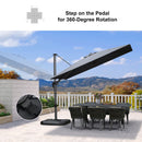 PURPLE LEAF Lateral Tilt Patio Umbrella with Base, 360° Swivel Cantilever Umbrella with Stand