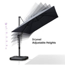 PURPLE LEAF Lateral Tilt Patio Umbrella with Base, 360° Swivel Cantilever Umbrella with Stand