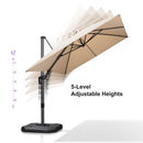 PURPLE LEAF Lateral Tilt Patio Umbrella with Base, 360° Swivel Cantilever Umbrella with Stand