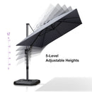 PURPLE LEAF Lateral Tilt Patio Umbrella with Base, 360° Swivel Cantilever Umbrella with Stand