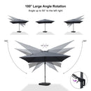 PURPLE LEAF Lateral Tilt Patio Umbrella with Base, 360° Swivel Cantilever Umbrella with Stand