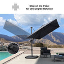 PURPLE LEAF Lateral Tilt Patio Umbrella with Base, 360° Swivel Cantilever Umbrella with Stand