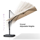 PURPLE LEAF Lateral Tilt Patio Umbrella with Base, 360° Swivel Cantilever Umbrella with Stand
