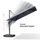 PURPLE LEAF Lateral Tilt Patio Umbrella with Base, 360° Swivel Cantilever Umbrella with Stand
