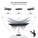 PURPLE LEAF Lateral Tilt Patio Umbrella with Base, 360° Swivel Cantilever Umbrella with Stand
