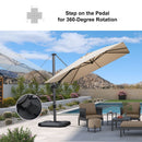 PURPLE LEAF Lateral Tilt Patio Umbrella with Base, 360° Swivel Cantilever Umbrella with Stand