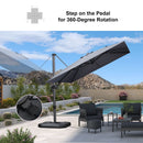PURPLE LEAF Lateral Tilt Patio Umbrella with Base, 360° Swivel Cantilever Umbrella with Stand