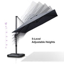 PURPLE LEAF Lateral Tilt Patio Umbrella with Base, 360° Swivel Cantilever Umbrella with Stand
