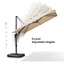PURPLE LEAF Lateral Tilt Patio Umbrella with Base, 360° Swivel Cantilever Umbrella with Stand
