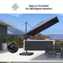 PURPLE LEAF Lateral Tilt Patio Umbrella with Base, 360° Swivel Cantilever Umbrella with Stand