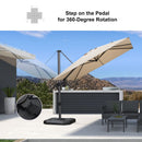 PURPLE LEAF Lateral Tilt Patio Umbrella with Base, 360° Swivel Cantilever Umbrella with Stand